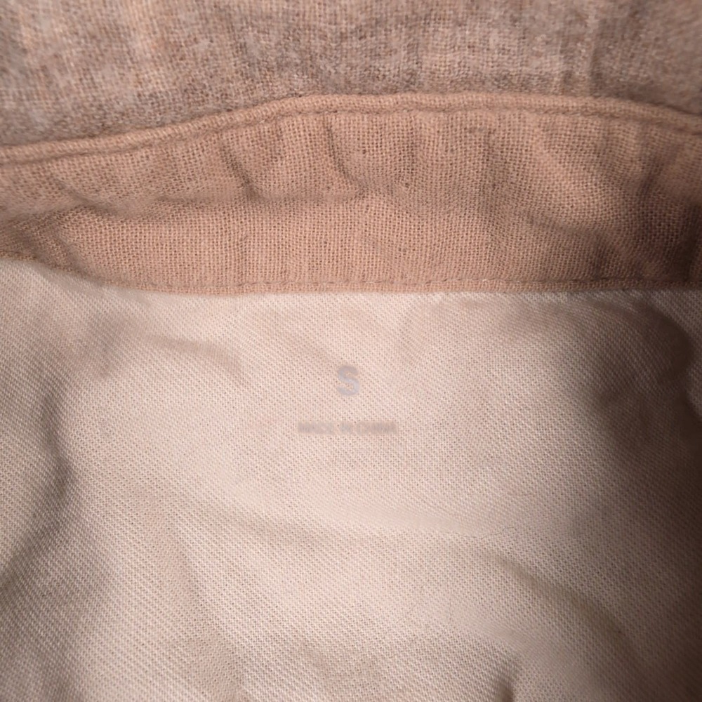 Muji Flannel Shirt Mens S Tan Yak Hair Blend Long Sleeve Chest Pocket - Picture 7 of 10